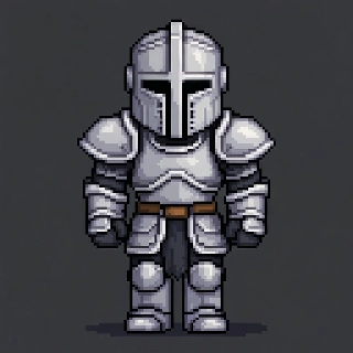 Shining Silver Fantasy Knight Pixel Art