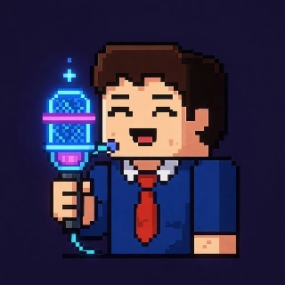 Smiling Minecraft Twitch Streamer Neon Mic Pixel Art