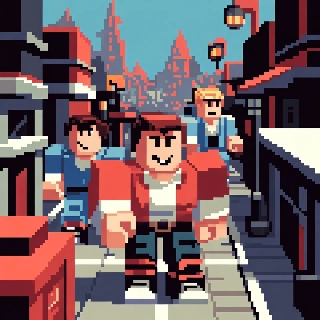 16-Bit JRPG Pixel Art Roblox City Crew