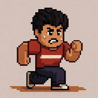 Determined Pixel Art Athlete Charging Forward