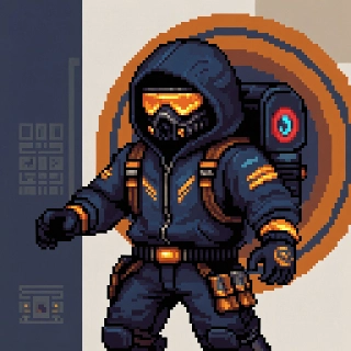 Futuristic Pixel Art Metaverse Avatar with Gear