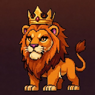 Majestic Lion King Golden Crown Pixel Art