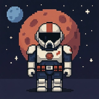 Pixel Art Space Marine Planetary Background