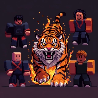 Powerful Fiery Tiger Roblox Avatars Pixel Art
