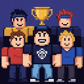Roblox E-Sports Champions Holding Trophy Pixel Art