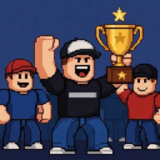 Roblox Esports Champion Holding Victory Trophy Pixel Art