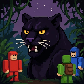 Sleek Black Panther Jungle Night Pixel Art