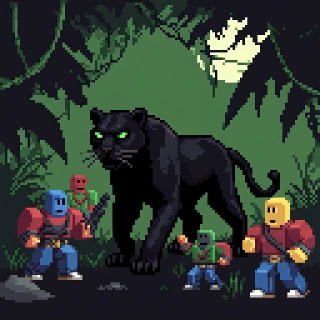 Sleek Black Panther Jungle Night Roblox Pixel Art