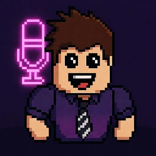 Smiling Roblox Avatar with Neon Mic Pixel Art