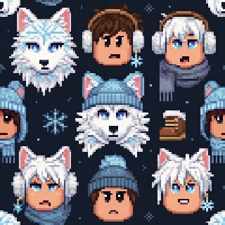 Snow Wolf Roblox Avatar Pixel Art Winter Ensemble