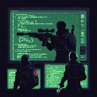 Dark Hacker Silhouettes Pixel Art Valorant PFP