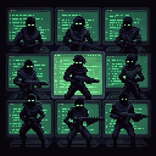 Usměvavý Twitch Streamer s neonovým mikrofonem v pixel artu