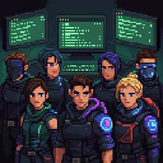 Dark Hacker Valorant Agents Pixel Art Team