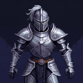 Fantasy Knight in Shining Silver Armor Pixel Art