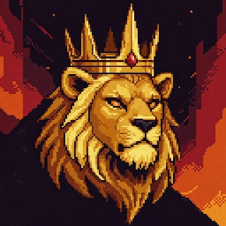 Majestic Golden Crowned Lion King Pixel Art