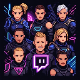 Neon Pixel Twitch Streamer Smiling Valorant PFP