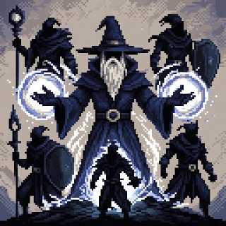 Pixel Art Wizard Casting Magic Energy Spell