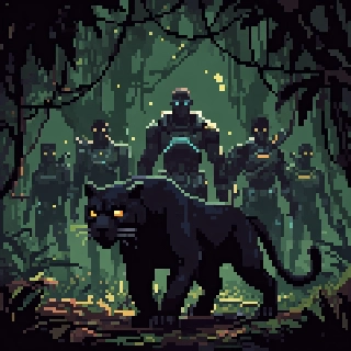 Sleek Black Panther Valorant Agent Pixel Art