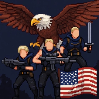 Valorant Agent with Bald Eagle and American Flag Pixel Art