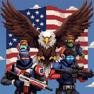 Valorant Agents Bald Eagle American Flag Pixel Art