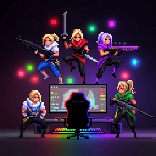 Valorant Agents in Pixel Art Pro Gamer Setup