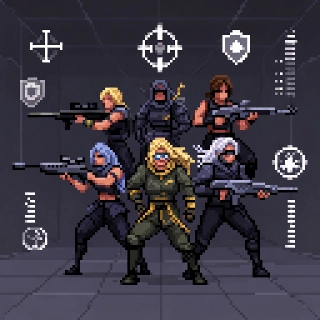 Valorant Agents Pixel Art Squad with Icons