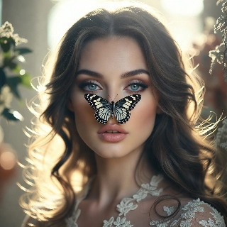Baddie Girl with Butterfly on Nose Soft Nature Aesthetic