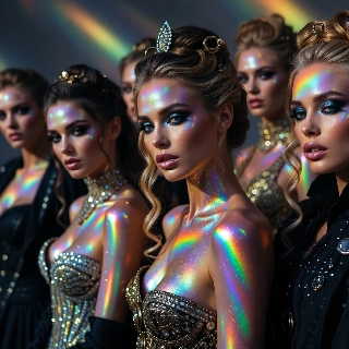 Holographic Skin Baddie Girls Rainbow Glow PFP
