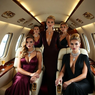 Luxury Baddie Girls in Private Jet Glamour