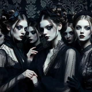 Mysterious Gothic Chic Baddie Girls Black Lace