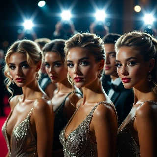 Sultry Baddie Girls Red Carpet Camera Flashes