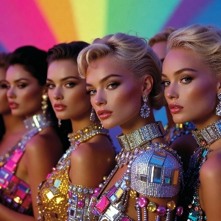 Y2K Retro Baddie Girls Vibrant Fashion Portrait