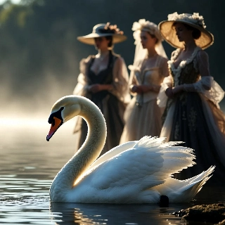 Aesthetic White Swan Calm Lake Elegance