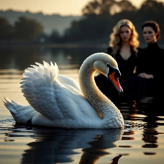 Aesthetic White Swan Calm Lake Serenity