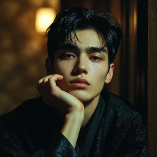 Bored Cool Korean Guy Leaning on Hand Portrait
