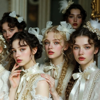 Coquette Korean Girls with Ribbons Bows PFP