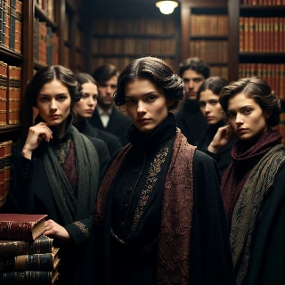 Dark Academia Korean Girl Library Portrait