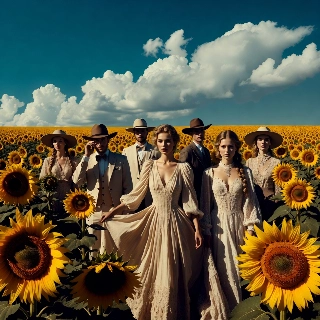 Elegant Korean Girl in Sunflower Field Aesthetic