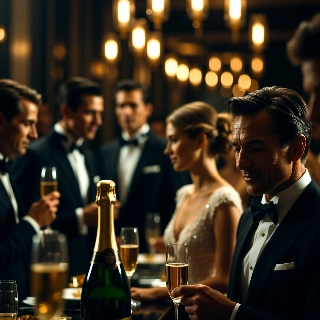 Elegant Korean Girl Toasting Champagne at Gala