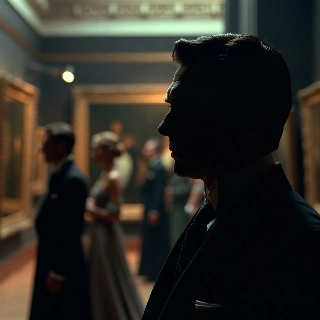 Elegant Man Profile in Art Collector Gallery Silhouette