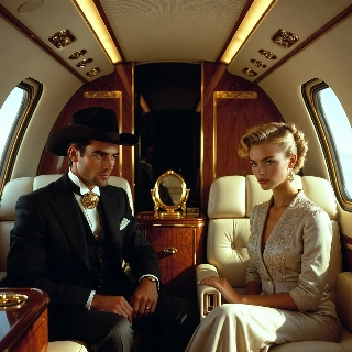 Glamorous Korean-Style Girl in Private Jet Luxury