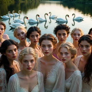 Aesthetic White Swan Lake Soft Girls Portrait