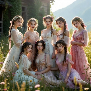 Cottagecore Flower Field Soft Girls Sunset