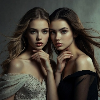 Deep Thinking Soft Girls Hand on Chin Portrait