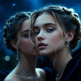 Dreamy Eyed Girl Gazing at Stars Ethereal Portrait