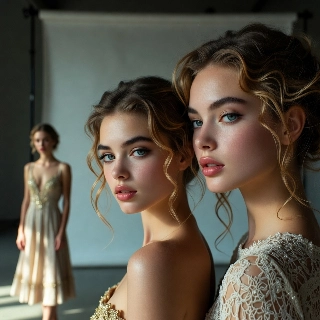 Elegant Soft Girls Minimalist Studio Portrait