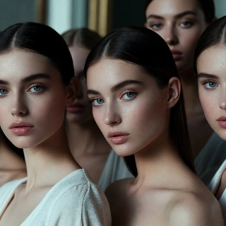 ภาพถ่ายหลายบุคคลในสไตล์ Ethereal Soft Girls แต่งหน้ามินิมอล