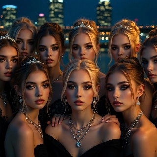 Exhausted Stylish Girls City Night Glamour