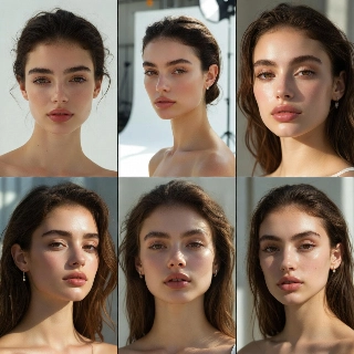Minimalist Studio Portrait of Soft Girl with Serene Gaze