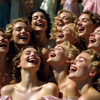 Radiant Laughter Soft Girls Glamorous Portrait
